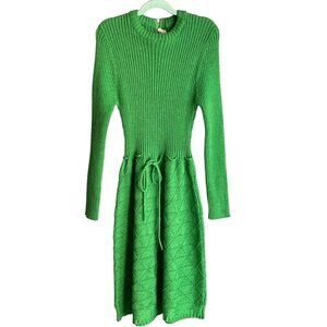 Vintage Young East Green Knit Dress Size 11 With Back Zipper Closure & Adjustabl